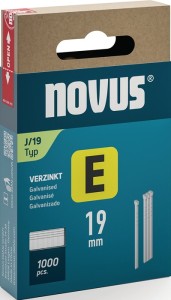 Gwóźdź E typ J dł. 19 mm szerokość drutu 1,2 mm z głowicą 1000 szt. NOVUS