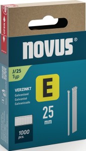 Gwóźdź E typ J dł. 25 mm szerokość drutu 1,2 mm z głowicą 1000 szt. NOVUS
