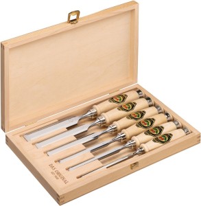Komplet dłut płaskich 6,10,12,16,20,26 mm ręk. z białego buku Ulmer kształt 6-cz
