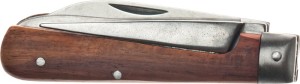 Nóż do kabli długość 160 mm długość ostrza 70 mm 2 ostrza składany uchwyt z drew