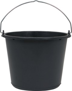 Wiadro budowlane 12 l z dnem krzyżowym czarny tw. sztuczne z recyklingu