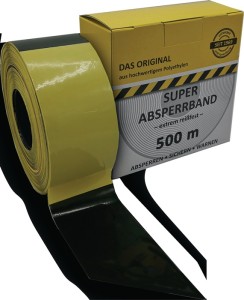 Taśma odgradzająca długość 500 m szerokość 80 mm żółto/czarna blokowana 500 m/ka