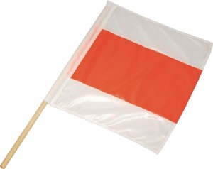 Chorągiewka ostrzegawcza długość 500 x szerokość 500 mm poliester z trzonkiem dr