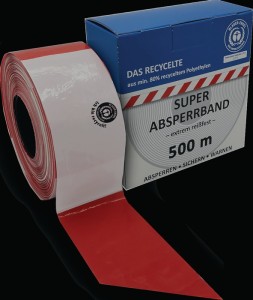 Taśma odgradzająca długość 500 m szerokość 80 mm czerwony/biały blokowany, z rec
