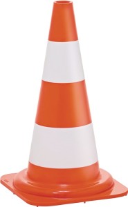 Pachołek ostrzegawczy wysokość 500 mm fosforyzujący ciężar 1,05 kg, 28,5 x 28,5