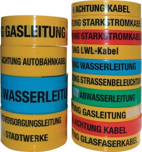 Taśma ostrzegawcza nadruk "Uwaga kabel światłowodowy" szerokość 40 mm długość 25