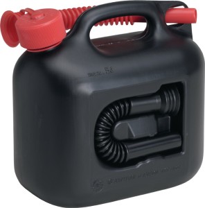Kanister na paliwo PREMIUM 5 l czarny 2 rury odpływowe dł. 265 x szer. 147 x wys