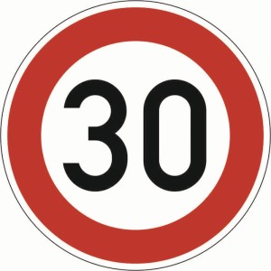 Znaki drogowe VZ 274-30 prędkość maksymalna 30 km/h śred. 600 mm x 2 mm wykrój R