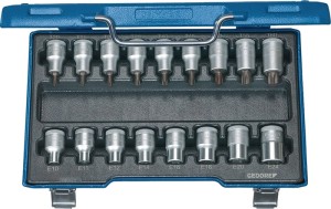 Zestaw kluczy nasadowych ITX 19 TX-017 17-częśc. 1/2 cal. T20–T60/E10–E24 GEDORE