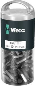 Duże opakowanie bitów 851/1 Z 1/4 cal. PH 2 długość 25 mm DIN ISO 1173, kształt