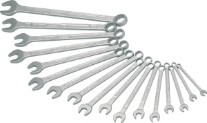 Zestaw kluczy oczkowo-płaskich 600N 17-częśc. rozmiar klucza min. 7–27 mm stal C