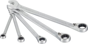 Zest. kluczy oczkowo-płask. z grzechotką 606/5 5-częśc. rozmiar klucza 8–19 mm m