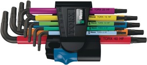 Zestaw kluczy trzp. TORX z f. przytrzym. 967 SL 9-częśc. T8–T40 z kodem koloryst