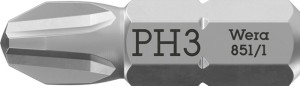 Bit 851/1 Z 1/4 cal. PH 3 długość 25 mm 6-kąt. WERA