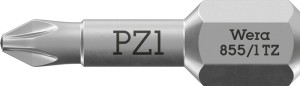 Bit 855/1 TZ 1/4 cal. PZD 1 długość 25 mm strefa skrętu, twardy WERA