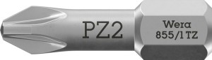 Bit 855/1 TZ 1/4 cal. PZD 2 długość 25 mm strefa skrętu, twardy WERA