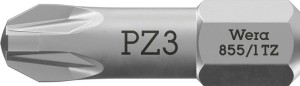 Bit 855/1 TZ 1/4 cal. PZD 3 długość 25 mm strefa skrętu, twardy WERA