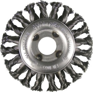 Szczotka tarczowa śred. 125 mm grubość drutu 0,35 mm stal 13 mm 12500 min-¹ OSBO