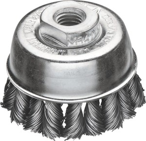 Szczotka garnkowa śred. 65 mm M14 grubość drutu 0,5 mm stal warkocz wymienny 125