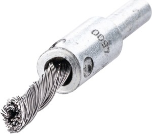 Szczotka druciana pędzelkowa śred. 10 mm ch.6 mm gr. drutu 0,35 mm stal 4500 min