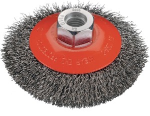 Szczotka stożkowa śred. 100 mm grubość drutu 0,3 mm stal 16 mm 12500 min-¹ OSBOR
