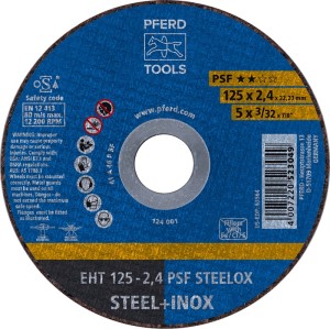 Tarcza tnąca PSF STEELOX średnica 125 x 2,4 mm prosta INOX otwór 22,23 mm PFERD