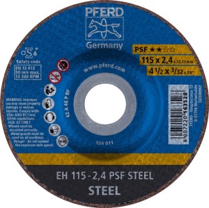Tarcza tnąca PSF STEEL śred. 115 x 2,4 mm zakrzywiony stal otwór 22,23 mm PFERD