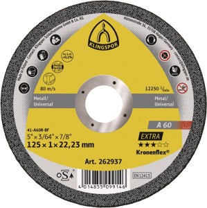 Tarcza tnąca A 60 Extra średnica 115 x 1 mm prosta INOX otwór 22,23 mm KLINGSPOR