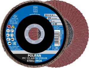 Tarcza lamelowa (listkowa) POLIFAN A SG STEELOX śred. 125 mm uziarnienie 40 sto