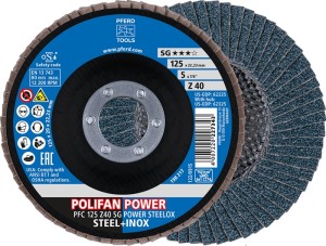 Tarcza lamelowa (listkowa) POLIFAN Z SG POWER STEELOX śred. 125 mm uziarnienie 4
