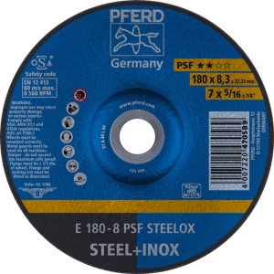 Ściernica do obróbki zgrubnej M PSF śred. 180 x gr. 8,3 mm zakrzywiony otwór 22