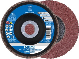 Tarcza lamelowa (listkowa) POLIFAN A-COOL SG INOX+ALU śred. 125 mm uziarnienie 4