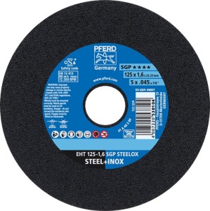 Tarcza tnąca SGP STEELOX średnica 125 x 1,6 mm prosta INOX otwór 22,23 mm PFERD