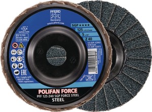 Tarcza lamelowa (listkowa) POLIFAN FORCE śred. 125 mm uziarnienie 40 korund cyrk