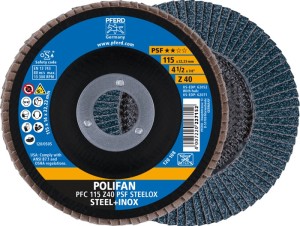 Tarcza lamelowa (listkowa) POLIFAN Z PSF STEELOX śred. 115 mm uziarnienie 40 sto