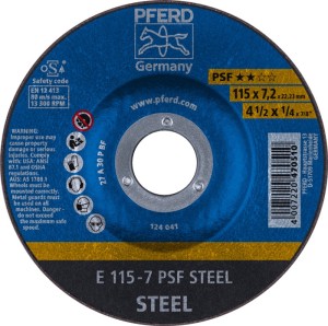 Ściernica do obróbki zgrubnej PSF STEEL śred. 115 x gr. 7,2 mm stal zakrzywiona