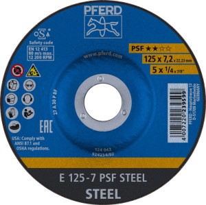 Ściernica do obróbki zgrubnej PSF STEEL śred. 125 x gr. 7,2 mm stal zakrzywiona