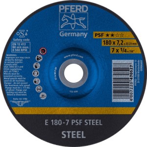 Ściernica do obróbki zgrubnej PSF STEEL śred. 180 x gr. 7,2 mm stal zakrzywiona
