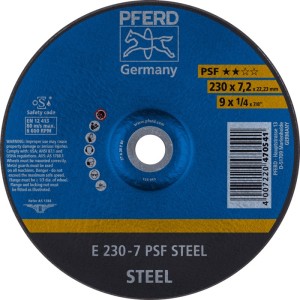 Ściernica do obróbki zgrubnej PSF STEEL śred. 230 x gr. 7,2 mm stal zakrzywiona