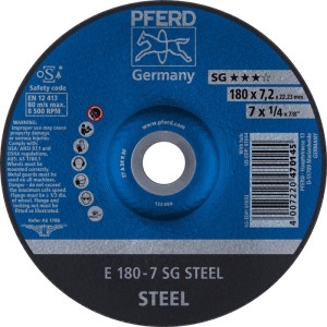 Ściernica do obróbki zgrubnej SG STEEL średnica 180 x grubość 7,2 mm stal odgięt