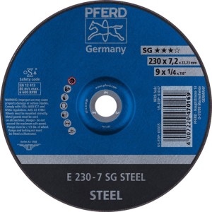 Ściernica do obróbki zgrubnej SG STEEL śred. 230 x gr. 7,2 mm stal zakrzywiona
