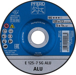 Ściernica do obróbki zgrubnej SG ALU śred. 125 x gr. 7,2 mm zakrzywiony alumini
