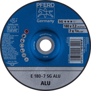 Ściernica do obróbki zgrubnej SG ALU śred. 180 x gr. 7,2 mm zakrzywiony alumini