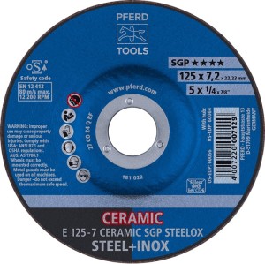 Ściernica do obróbki zgrubnej CERAMIC SGP STEELOX śred. 125 x gr. 7 mm stal zak