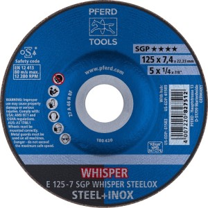 Ściernica do obróbki zgrubnej SGP WHISPER STEELOX śred. 125 x gr. 7 mm stal zak