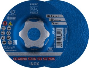 Krążek ścierny CC-GRIND-SOLID SG INOX śred. 125 x gr. mm zakrzywiony INOX otwór