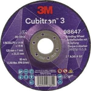 Ściernica do obróbki zgrubnej Cubitron™ 3 śred. 125 x gr. 7 mm uziarnienie 36+ z