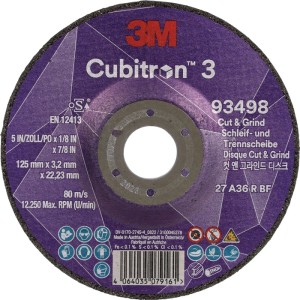 Ściernica do obróbki zgrubnej Cubitron™ 3 Cut and Grind śred. 125 x gr. 3,2 mm u