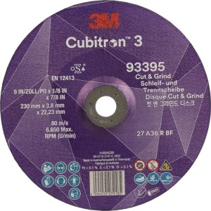 Ściernica do obróbki zgrubnej Cubitron™ 3 Cut and Grind śred. 230 x gr. 3,2 mm u