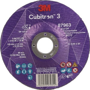 Tarcza tnąca Cubitron™ 3 śred. 125 x 2,5 mm zakrzywiony 3M™ Cubitron™ 3 otwór 22